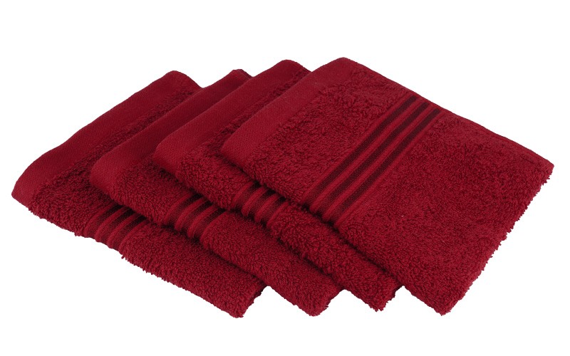 Royal Cotton Towel 4 Pcs - ( 33 X 33 ) Burgundy