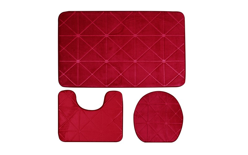 Armada Flannel Bath Mat Set 3 PCS Pedal and Toilet Lid - Red
