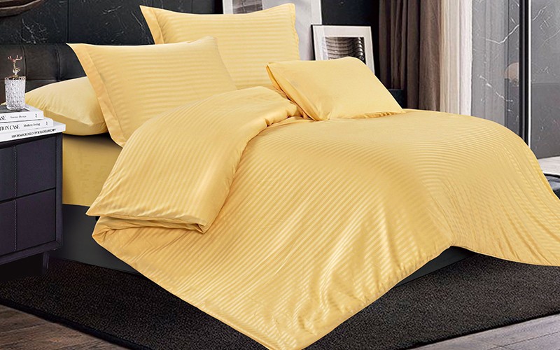 Relax Stripe Quilt Cover Bedding Set Without Filling 4 Pcs - Single Yellow