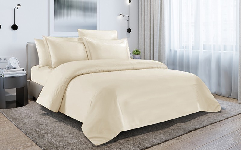 Cannon Duvet Cover Bedding Set Without Filling 6 PCS ( 400 TC ) - King Cream