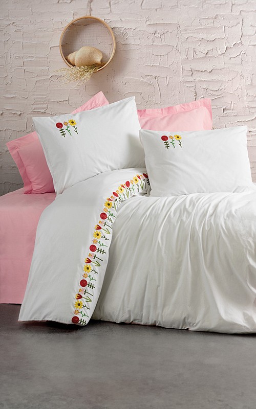 Cotton Box Single Duvet Cover Bedding Set Without Filling 4 PCS - Mina Pembe
