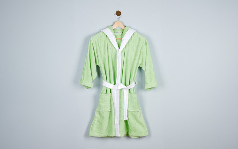 Kids Embroidery Cotton Bathrobe 1 Pc ( 10 - 12 ) Years Old - Mint