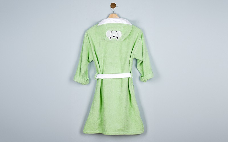 Kids Embroidery Cotton Bathrobe 1 Pc ( 10 - 12 ) Years Old - Mint