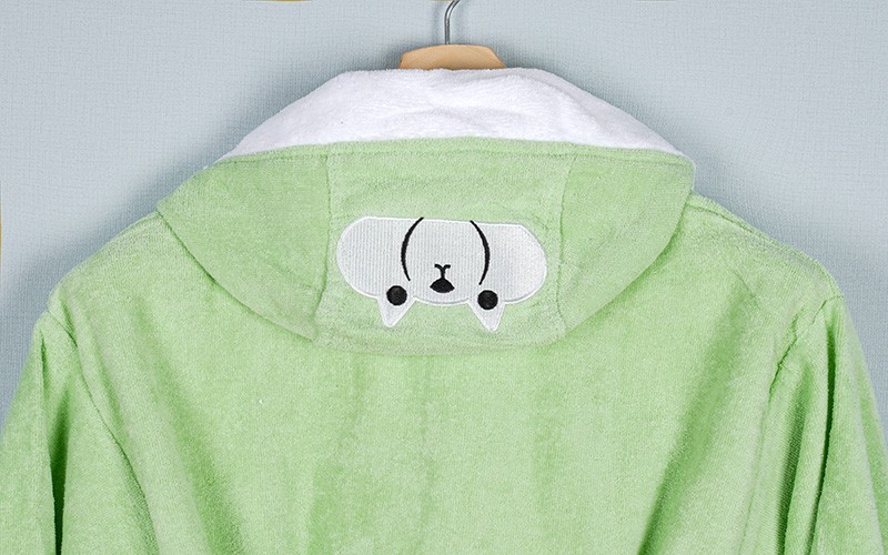 Kids Embroidery Cotton Bathrobe 1 Pc ( 10 - 12 ) Years Old - Mint