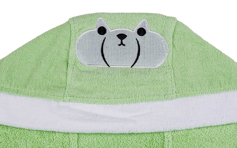 Kids Embroidery Cotton Bathrobe 1 Pc ( 10 - 12 ) Years Old - Mint