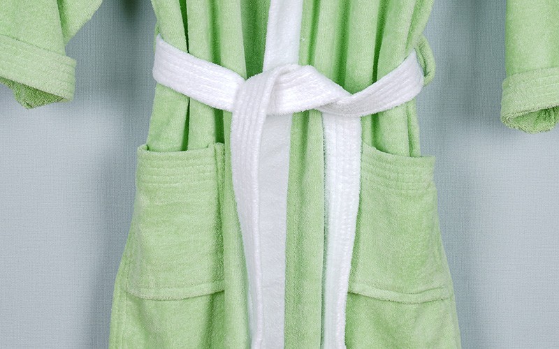 Kids Embroidery Cotton Bathrobe 1 Pc ( 10 - 12 ) Years Old - Mint