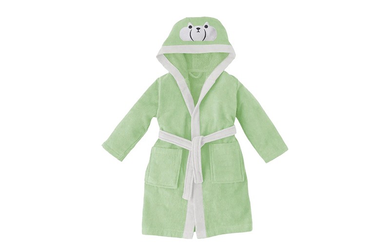 Kids Embroidery Cotton Bathrobe 1 Pc ( 10 - 12 ) Years Old - Mint