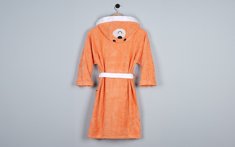Kids Embroidery Cotton Bathrobe 1 Pc ( 12 - 14 ) Years Old - Peach