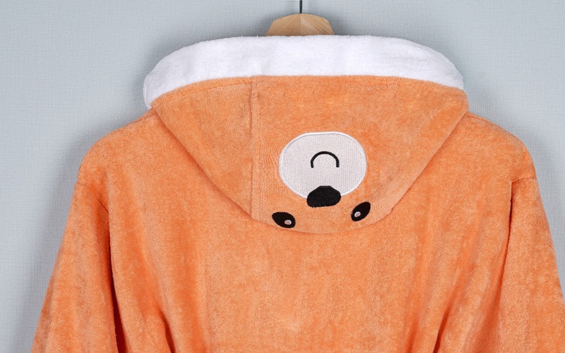 Kids Embroidery Cotton Bathrobe 1 Pc ( 12 - 14 ) Years Old - Peach