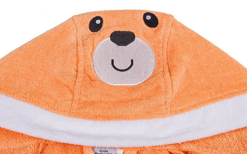 Kids Embroidery Cotton Bathrobe 1 Pc ( 12 - 14 ) Years Old - Peach