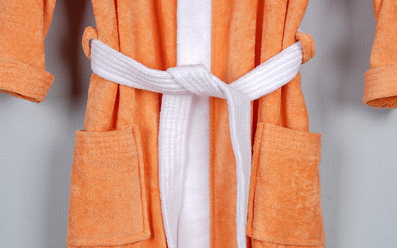 Kids Embroidery Cotton Bathrobe 1 Pc ( 12 - 14 ) Years Old - Peach