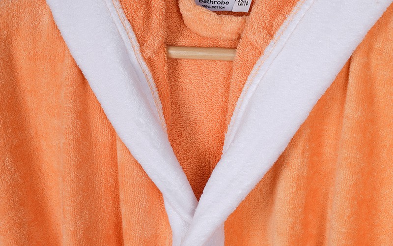 Kids Embroidery Cotton Bathrobe 1 Pc ( 12 - 14 ) Years Old - Peach