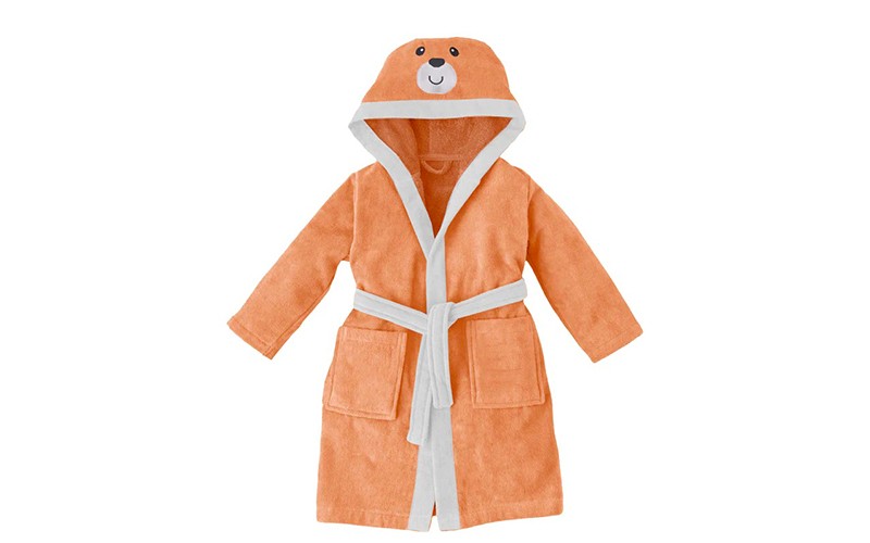 Kids Embroidery Cotton Bathrobe 1 Pc ( 12 - 14 ) Years Old - Peach