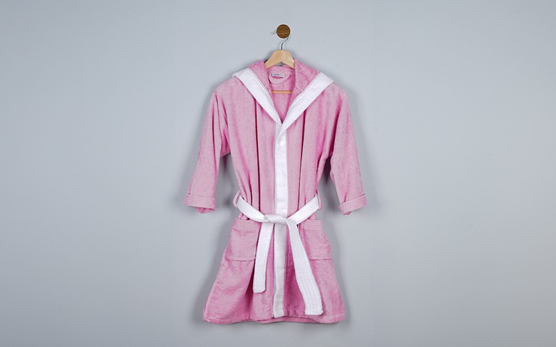 Kids Embroidery Cotton Bathrobe 1 Pc ( 10 - 12 ) Years Old - Pink