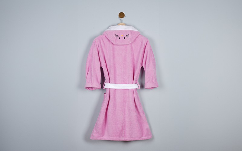 Kids Embroidery Cotton Bathrobe 1 Pc ( 10 - 12 ) Years Old - Pink