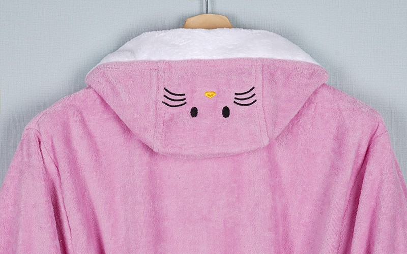 Kids Embroidery Cotton Bathrobe 1 Pc ( 10 - 12 ) Years Old - Pink