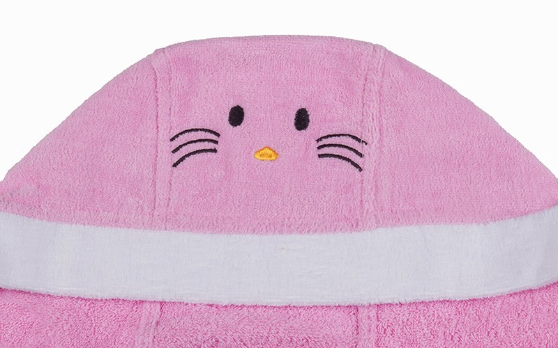 Kids Embroidery Cotton Bathrobe 1 Pc ( 10 - 12 ) Years Old - Pink