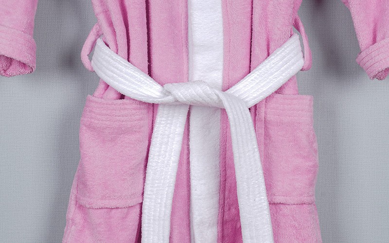 Kids Embroidery Cotton Bathrobe 1 Pc ( 10 - 12 ) Years Old - Pink