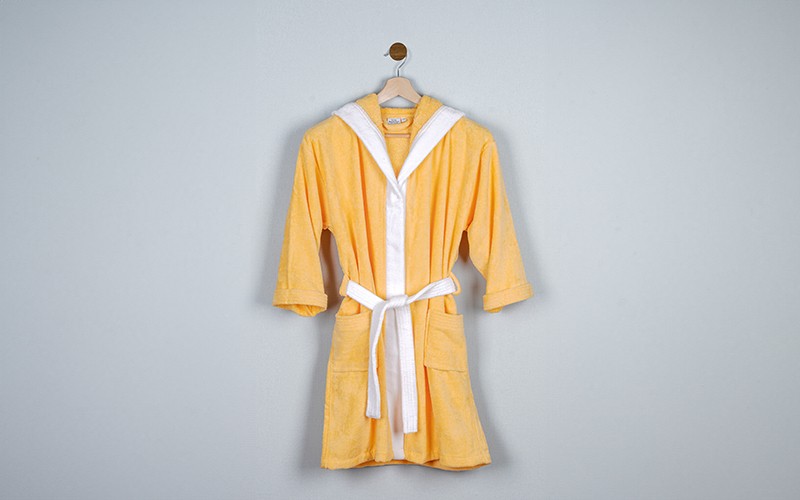 Kids Embroidery Cotton Bathrobe 1 Pc ( 12 - 14 ) Years Old - Yellow