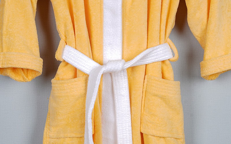 Kids Embroidery Cotton Bathrobe 1 Pc ( 12 - 14 ) Years Old - Yellow