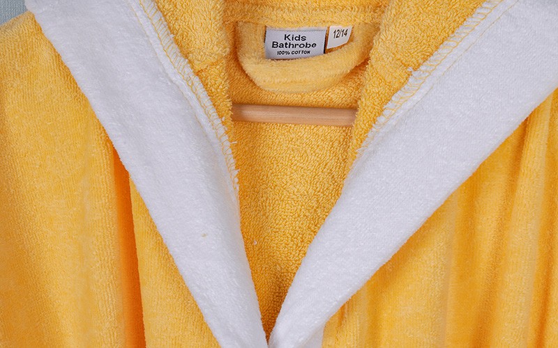 Kids Embroidery Cotton Bathrobe 1 Pc ( 12 - 14 ) Years Old - Yellow