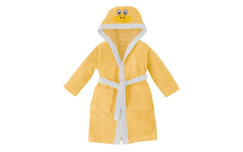 Kids Embroidery Cotton Bathrobe 1 Pc ( 12 - 14 ) Years Old - Yellow