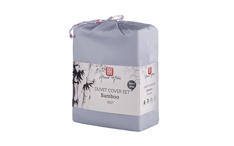 Al Saad Home Bamboo 300 T Duvet Cover Set Without Filling 6 PCS - King Blue Grey