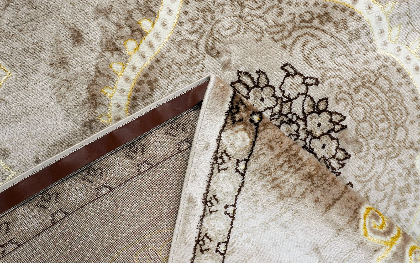 Super Silk Premium Carpet - ( 150 x 220 ) cm Brown & Gold