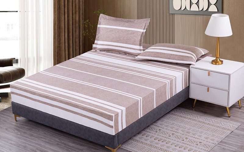 Flona Printed BedSheet Set 3 PCS - King L.Brown