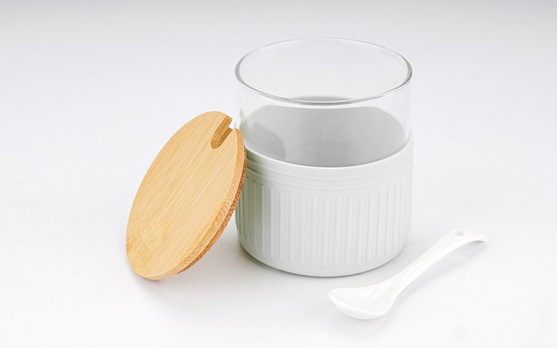 Versatile Glass Storage Canister Set with Spoons and Metal Base 4pcs