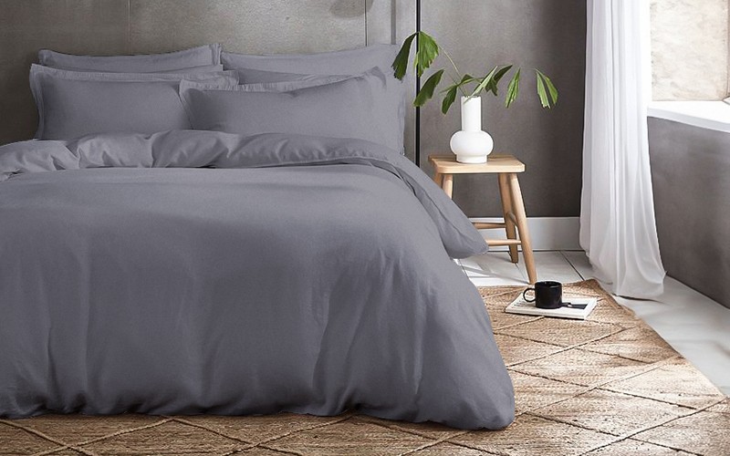 Cannon Plain Duvet Cover Set Without Filling 6 PCS - King D.Grey