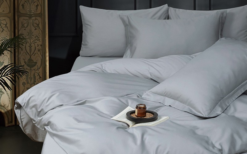 Palmer Cotton Quilt Cover Bedding Set Without Filling  6 PCs - King Silver