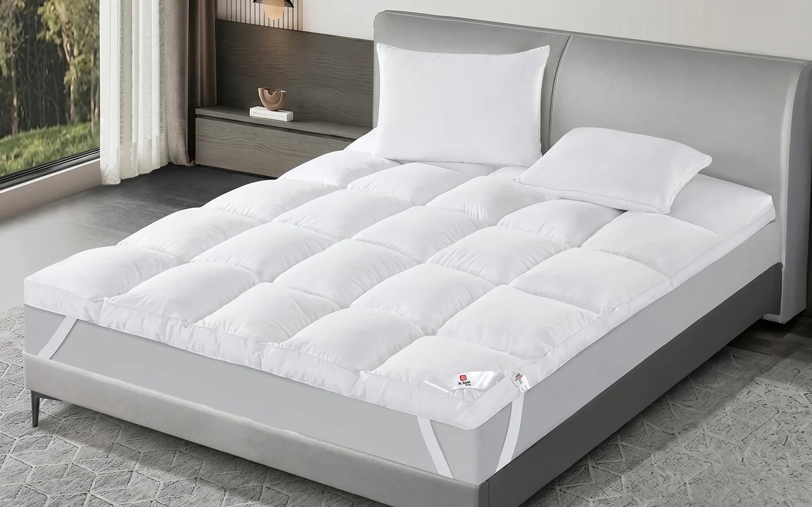Al Saad Home Fancy Cotton Mattress Topper - ( 200 X 200 ) cm White