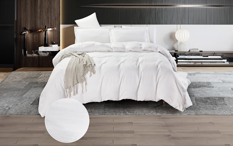Eudora Jacquard Quilt Cover Bedding Set Whithout Filling 6 PCS - King White
