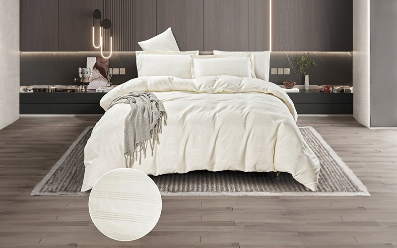 Eudora Jacquard Quilt Cover Bedding Set Whithout Filling 6 PCS - King Cream
