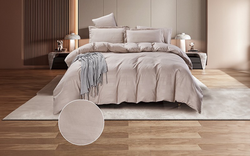 Eudora Jacquard Quilt Cover Bedding Set Whithout Filling 6 PCS - King Beige