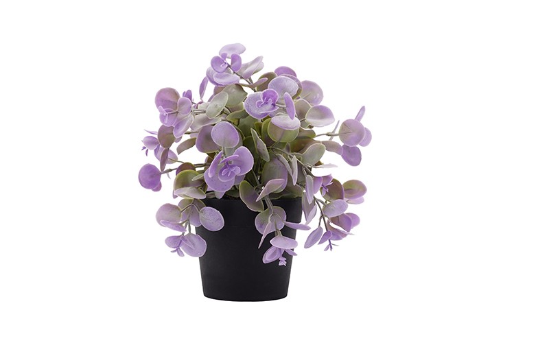 Vase Artificial Eucalyptus Plants in Plastic Pot for Decoration 1 PC - Purple