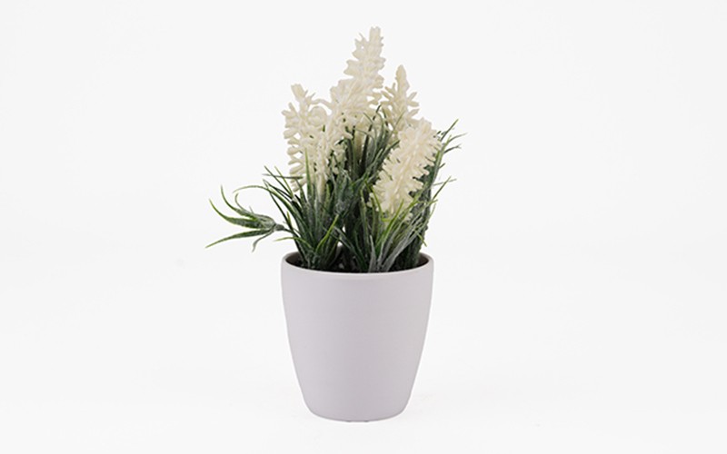 Artificial Lavender Flowers in Plastic Pot for Decoration 1 Pc - White