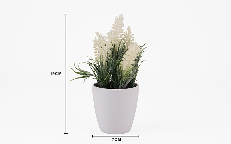 Artificial Lavender Flowers in Plastic Pot for Decoration 1 Pc - White