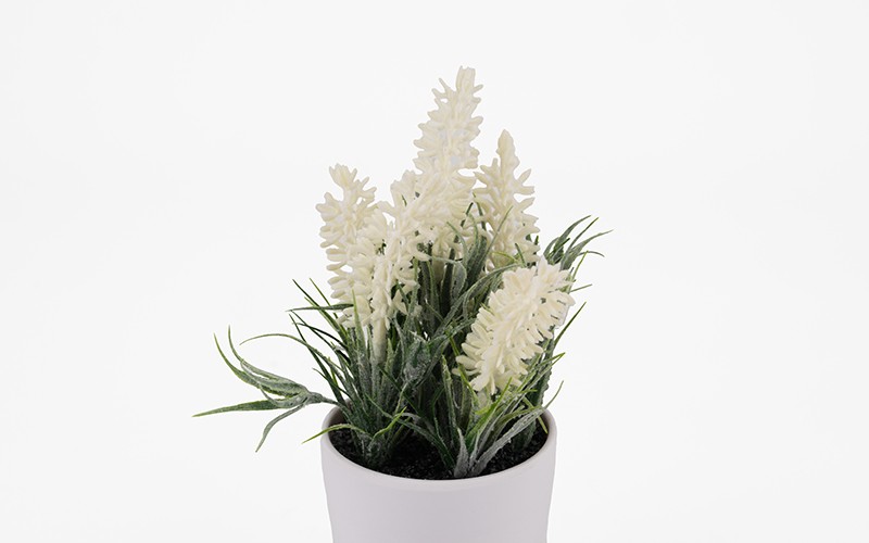 Artificial Lavender Flowers in Plastic Pot for Decoration 1 Pc - White