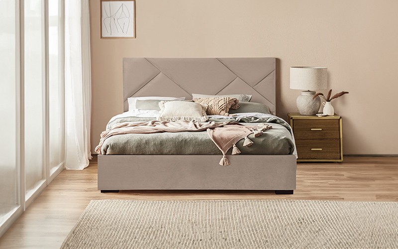 Al Saad Home Diamond Bed ( 180 x 200 ) - King D.Beige