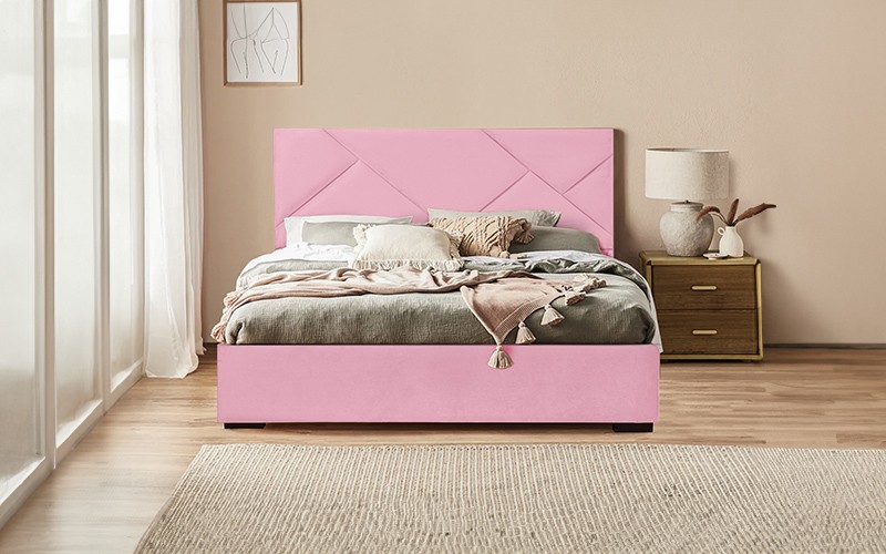 Al Saad Home Diamond Bed ( 200 x 200 ) - Super King Pink