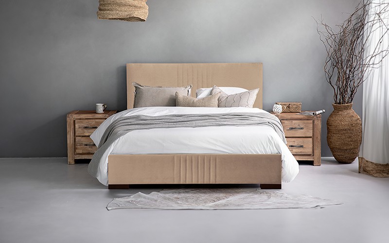 Al Saad Home Stripe Bed ( 120 x 200 ) - Single Beige