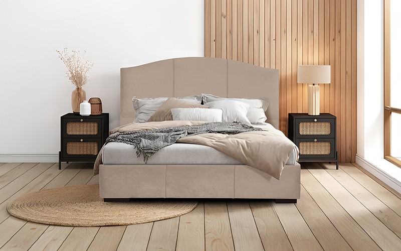 Al Saad Home Curvy Bed ( 90 x 190 ) - Single D.Beige