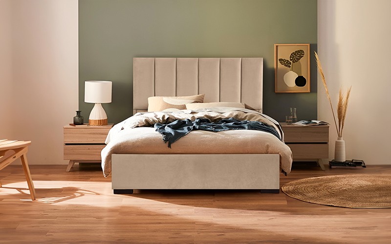 Al Saad Home Panel Bed ( 160 x 200 ) - Queen Beige