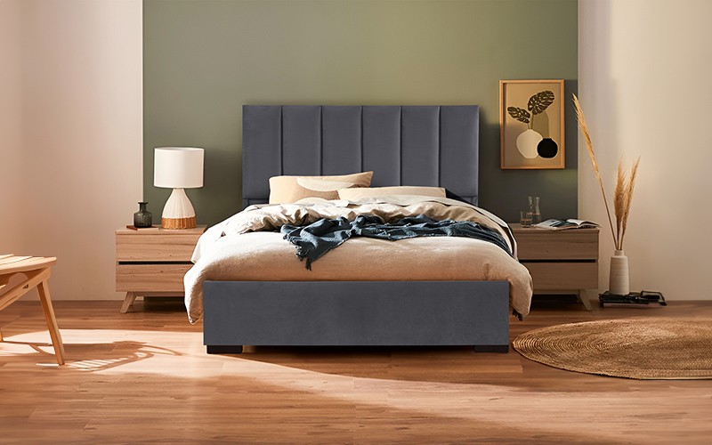 Al Saad Home Panel Bed ( 140 x 200 ) - Queen D.Grey