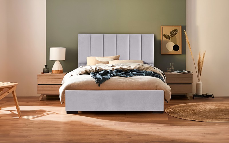 Al Saad Home Panel Bed ( 150 x 200 ) - Queen L.Grey