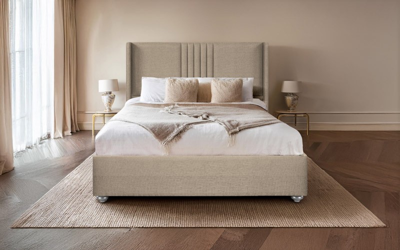 Al Saad Home Miami Stripe Bed ( 160 x 200 ) - Queen D.Beige