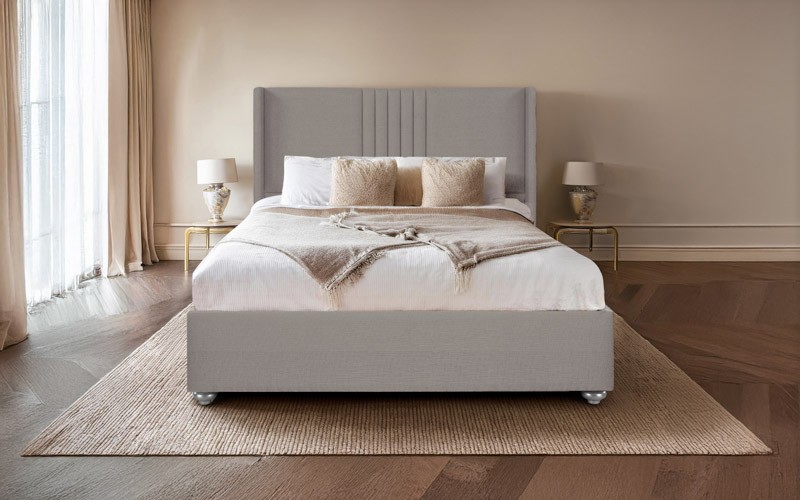 Al Saad Home Miami Stripe Bed ( 200 x 200 ) - Super King Grey Brown