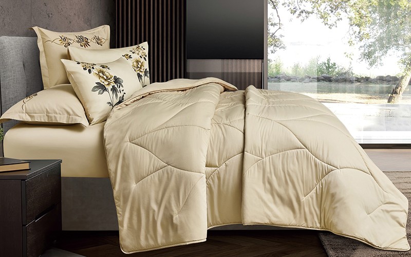 Arwa Cotton Comforter Bedding Set 6 Pcs - King Beige
